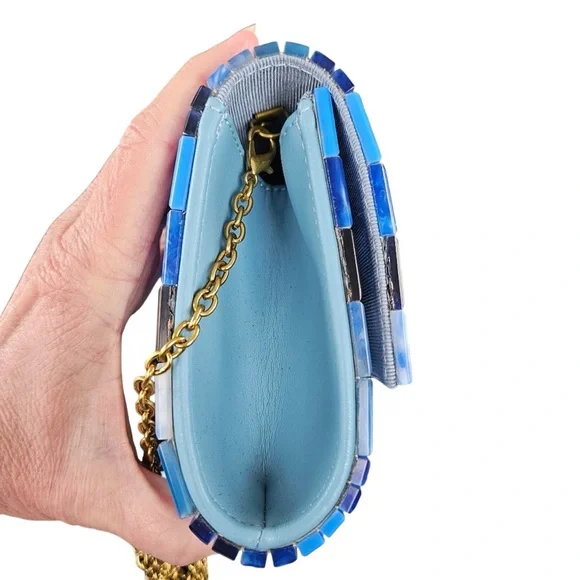 ✨💎BNWT💎✨KURT GEIGER BLUE HARD CLUTCH CROSSBODY W/DUSTY & GIFT - Picture 3 of 4